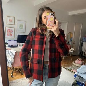 J. Crew Red and Black Buffalo Plaid Utility Jacket
